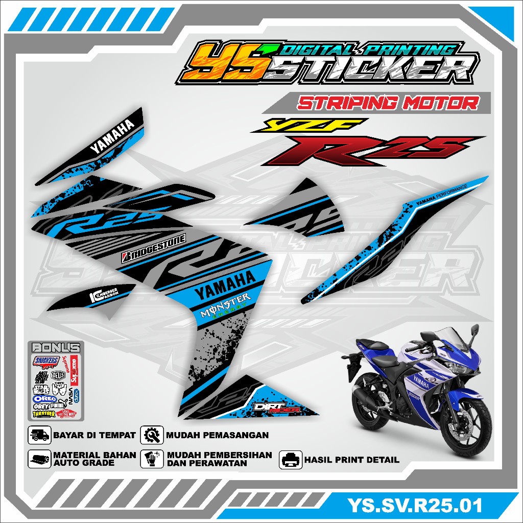 Jual Decal-Striping YAMAHA R 25 - Stiker Modifikasi Variasi Vinyl ...