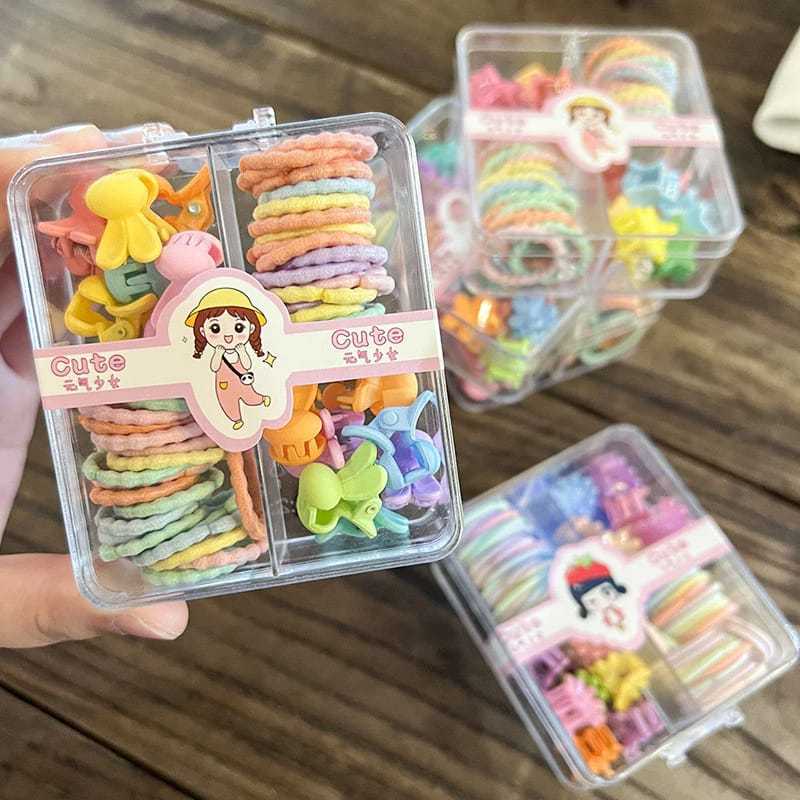 Jual AB53 Karet Box Mix Ikat Rambut Set IKat dan Jepit Rambut Box Isi ...