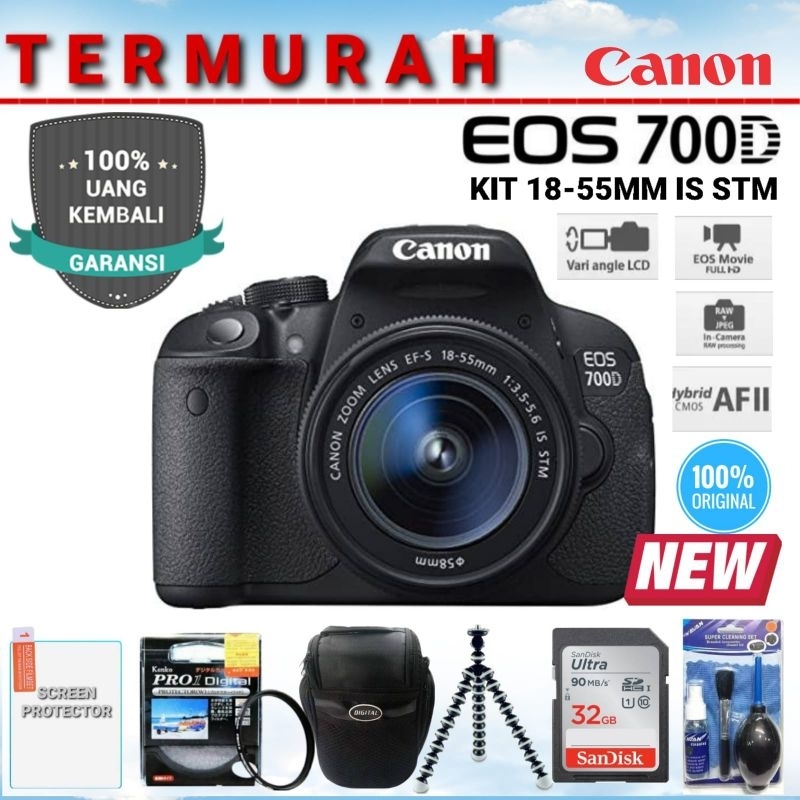 Jual KAMERA CANON EOS 700D + LENSA 18-55MM IS STM PRODUK ORIGINAL DAN