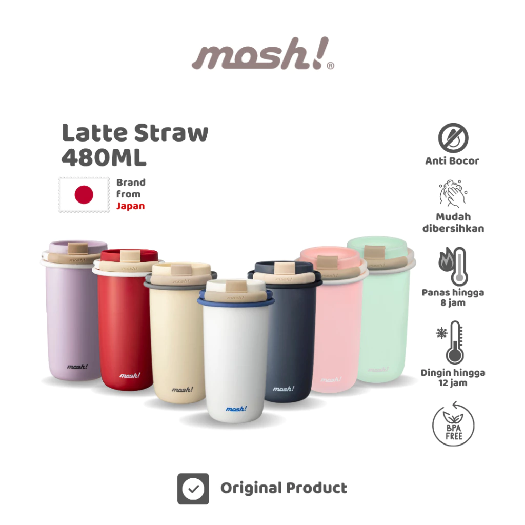 Mosh Straw Latte Tumbler - Botol Minum Stainless Steel 480ML