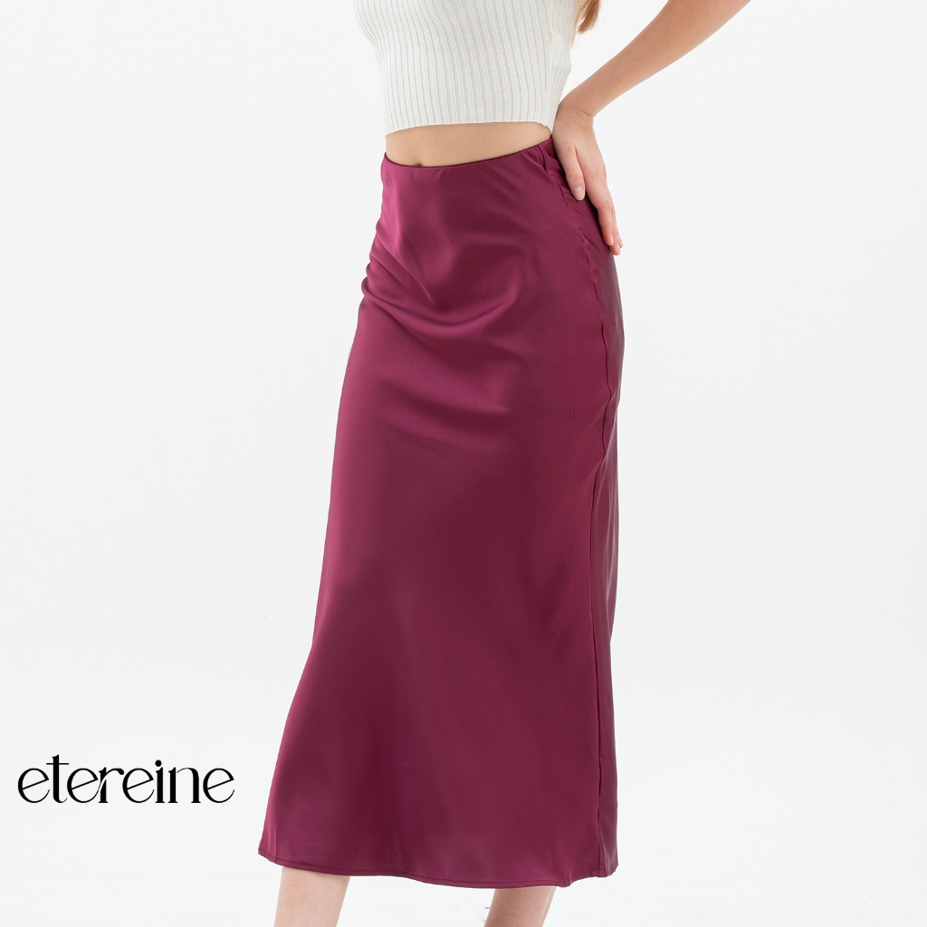 ETEREINE Rok Satin Reine 90CM Satin Long Skirt Rok Satin Panjang S Sampai 3XL