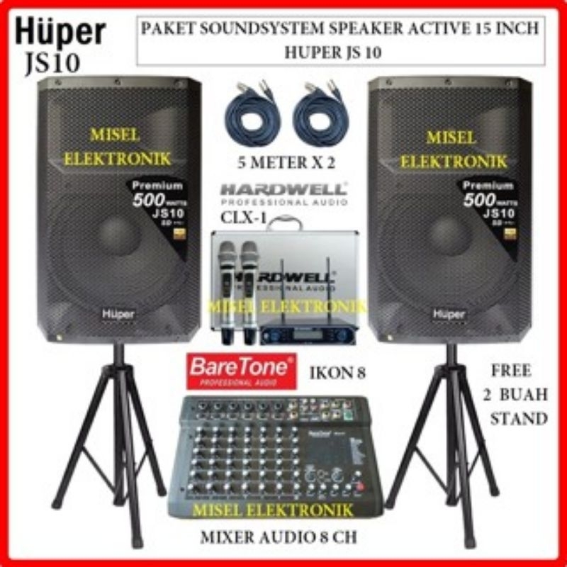 Jual Paket Sound System Speaker Aktif 15 Inch Huper JS10 / JS10 Mixer ...