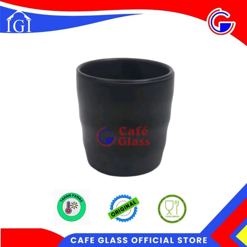 Gelas Ulir Hitam Melamin - Mug Ocha