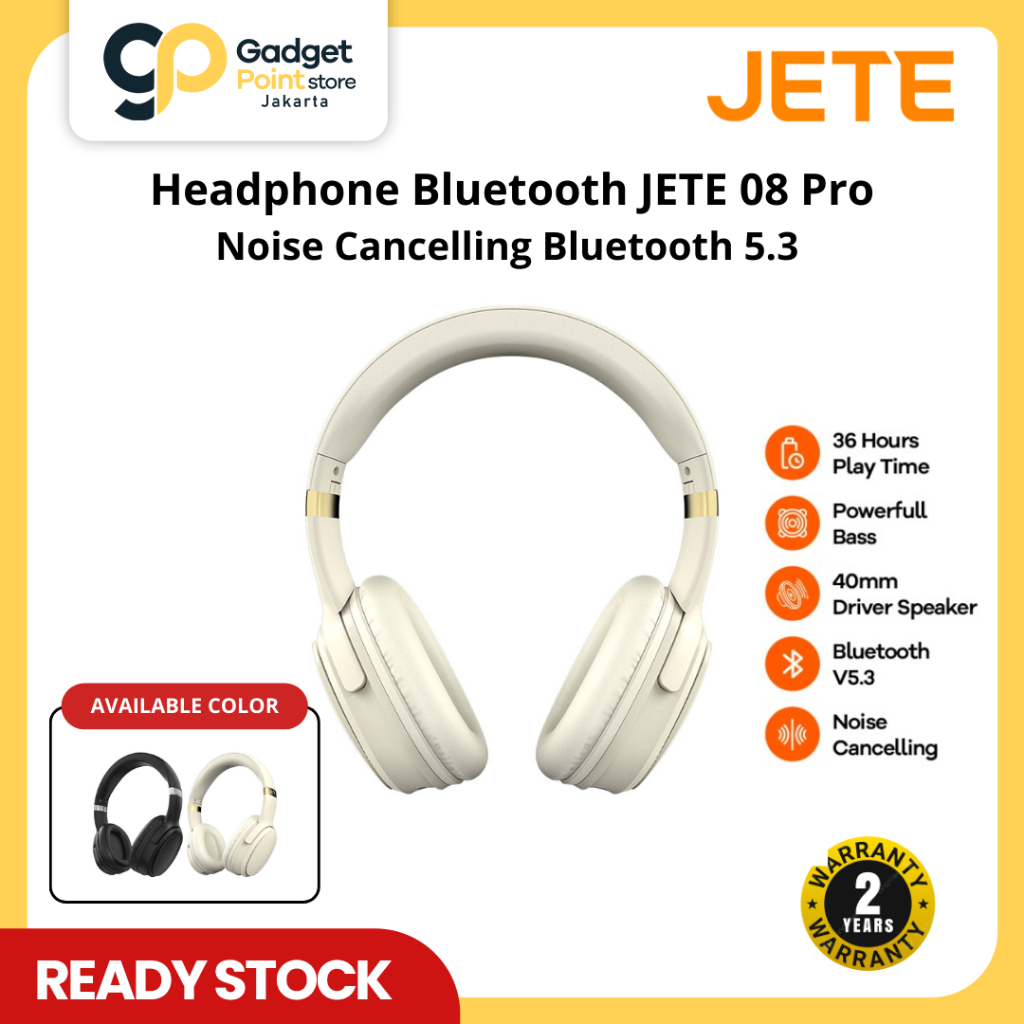 Jual Headphone Bluetooth JETE 08 Pro Noise Cancelling Bluetooth 5.3 ...