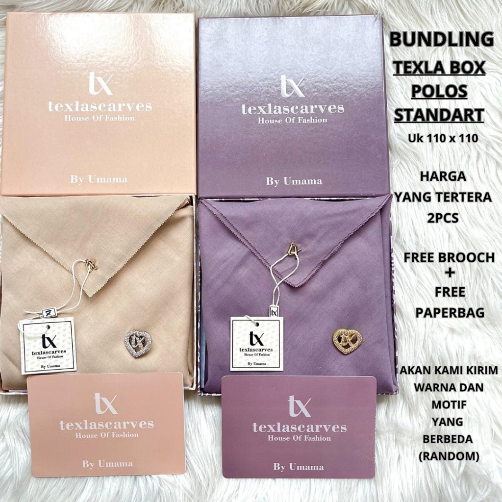 Jual TEXLA SCARVES BOX POLOS BY UMAMA ISI 2 PCS RANDOM WARNA FREE ...