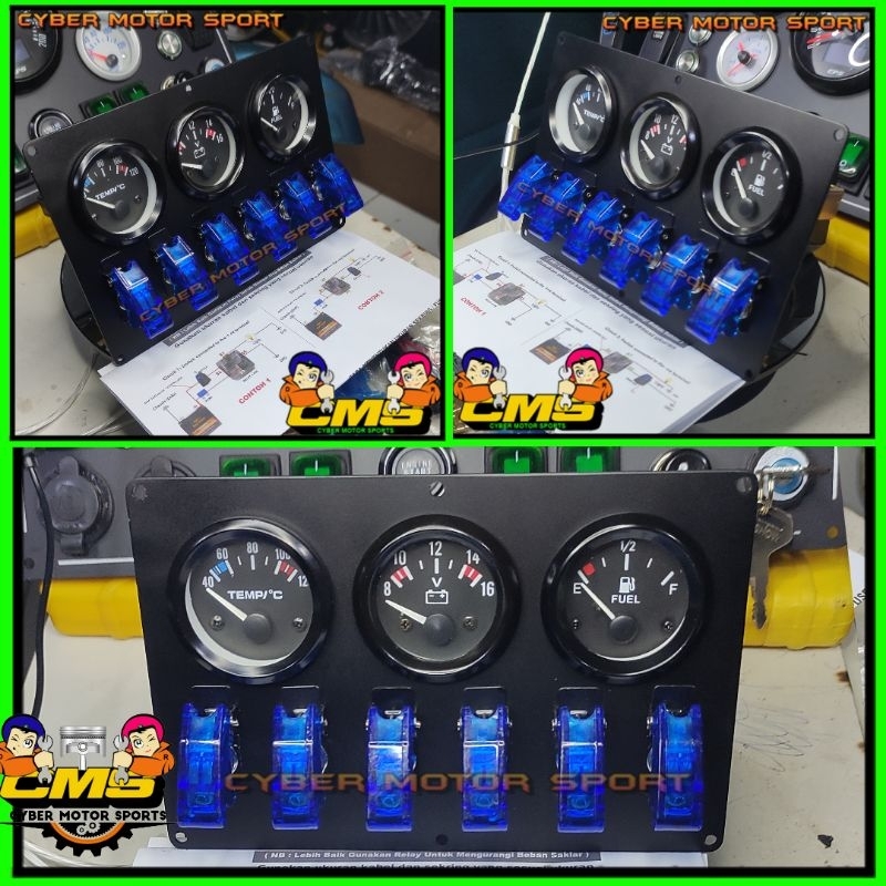 Jual Indikator mobil Temperature plus fuel meter universal ampere ...