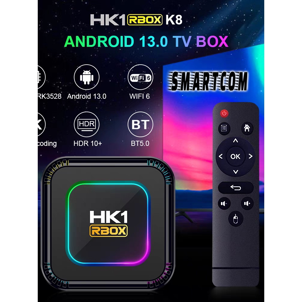 Jual SMARTCOM - Android TV Box HK1 RBOX K8 Rockchip RK3528 8K RAM 4 ROM ...