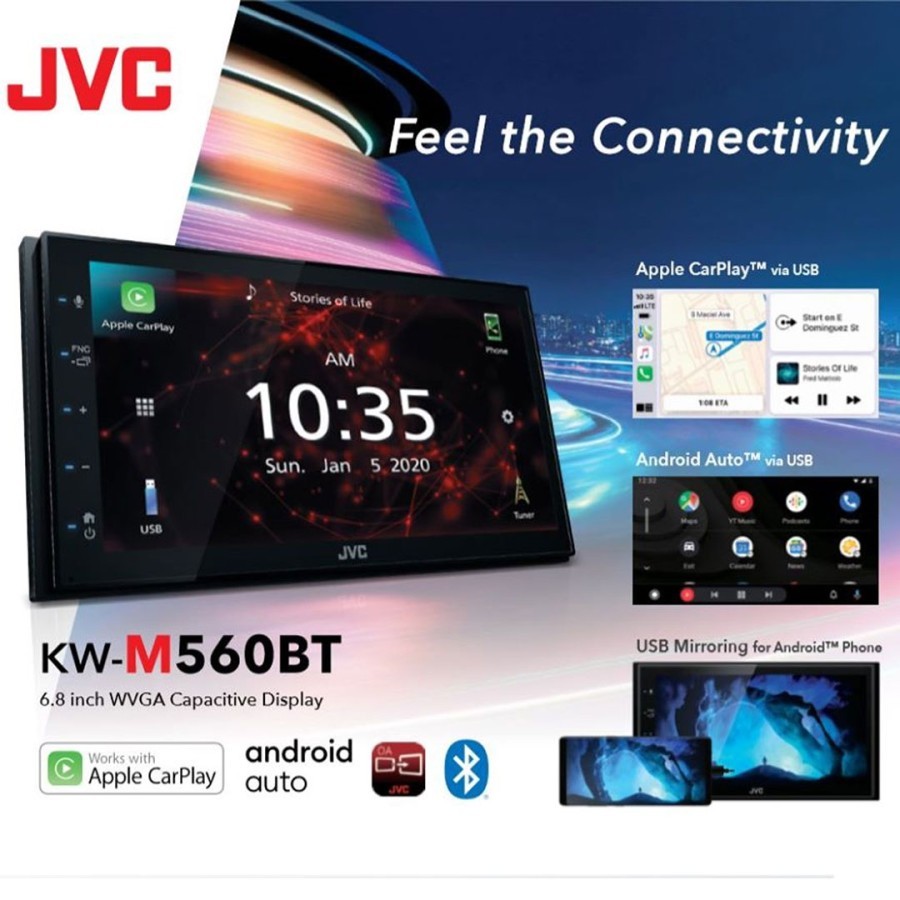 Jual JVC KW-M560BT HEAD UNIT DOUBLE DIN APPLE CAR PLAY ANDROID AUTO DAN ...