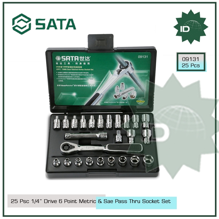Jual KUNCI SOCKET SET 09131 - 25PC 1/4" DR 6PT SOCKET METRIC/SAE PASS ...