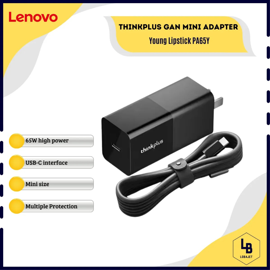 Jual LENOVO Thinkplus USB-C Charger 65W - Young Lipstick PA65Y ...