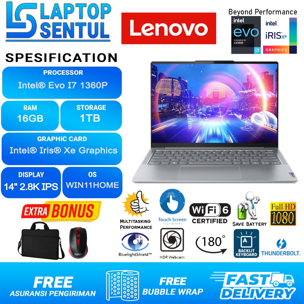 Jual Lenovo Ideapad Slim 7i 14 Intel Evo core i7 1360P 16GB 1TB 2.8K ...