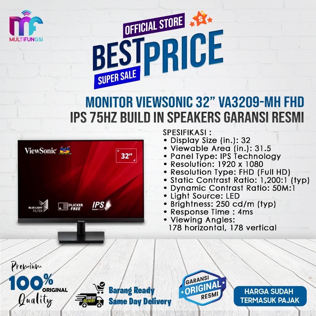 Jual Monitor Viewsonic Va Mh Fhd Ips Hz Build In Speakers