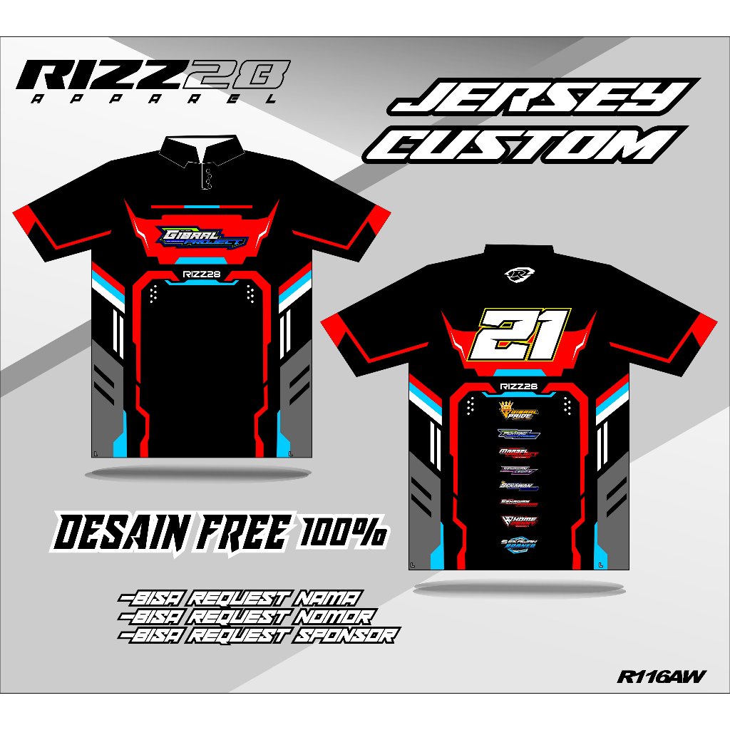 Jual JERSEY RACING CUSTOM FULL PRINTING bisa request nama tim nomor ...