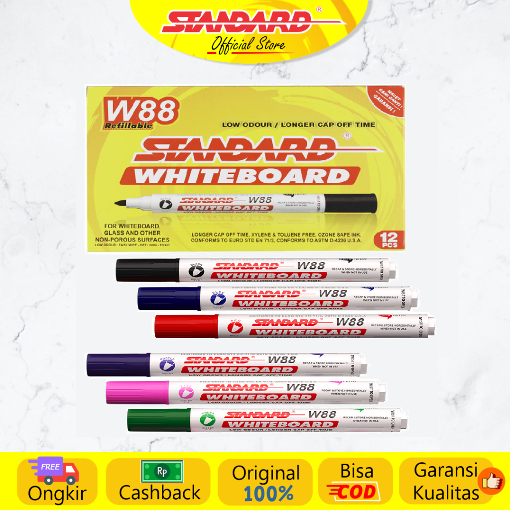 Standard - Whiteboard Marker W88 ( Spidol yang bisa dihapus ) (5)