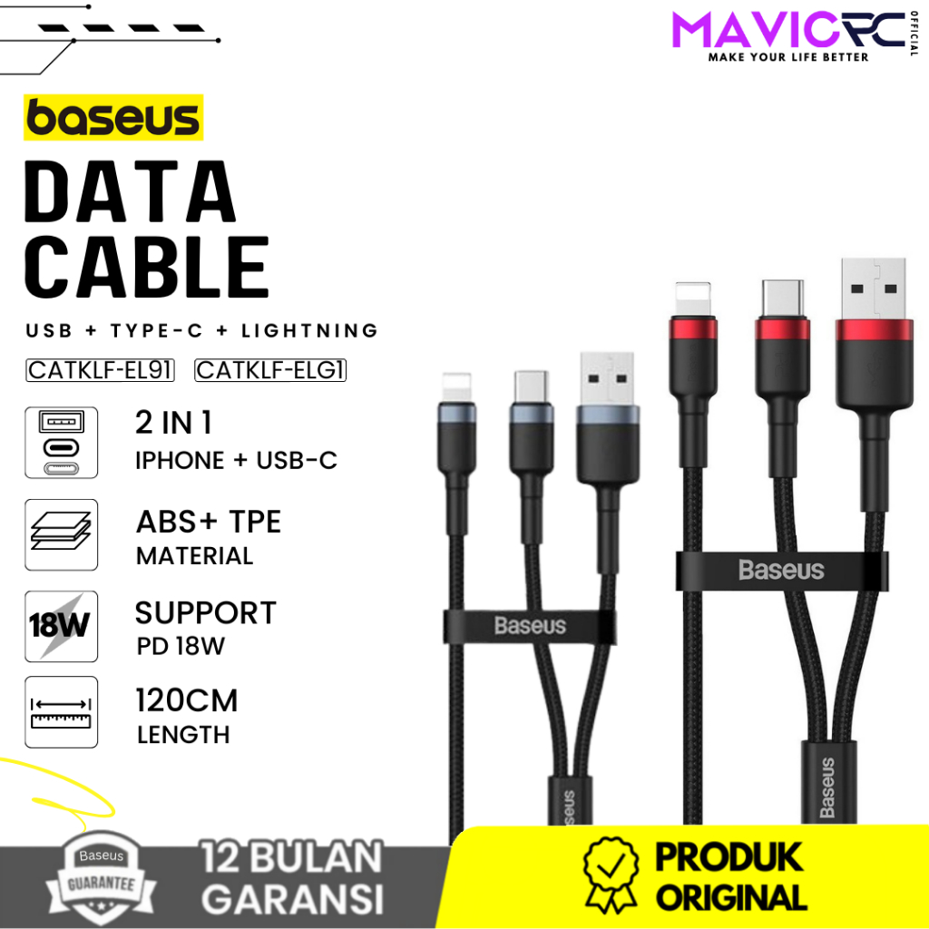 Jual BASEUS Cafule Kabel Cable Charging Lightning USB + TYPE C ...