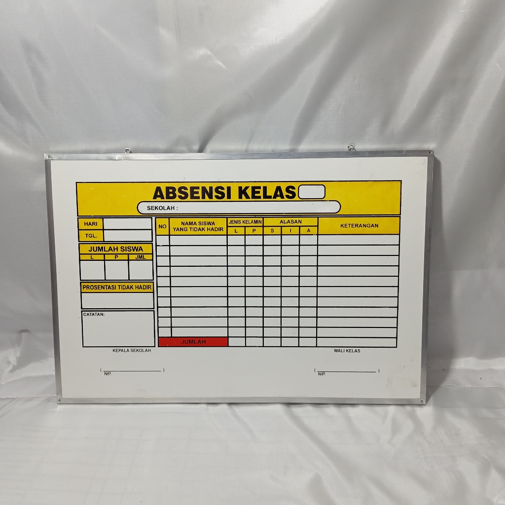 Jual PAPAN ABSENSI SISWA UKURAN 40X60CM LIST ALUMINIUM | Shopee Indonesia