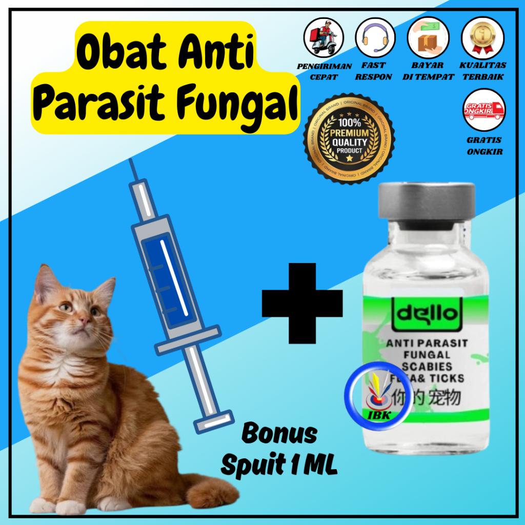 Jual BONUS SPUIT 1 ML Obat Anti Parasit Fungal & Scabies Kucing yang ...