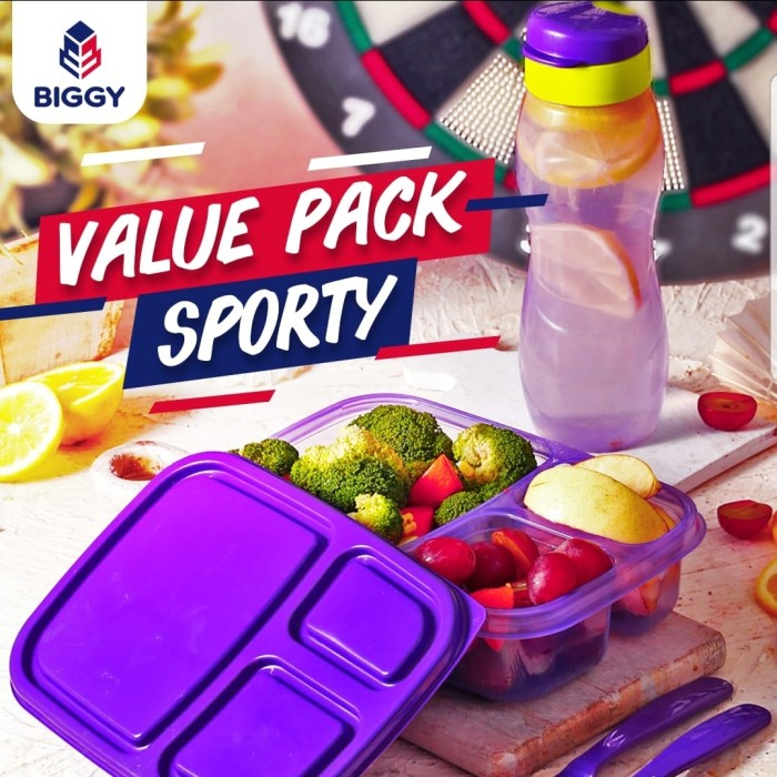Jual Lunch Box Value pack murah box makanan gratis botol minum 700ml ...