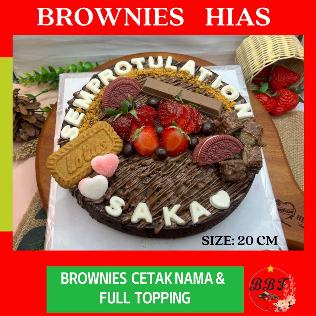 Jual Brownies Hias / Brownies Buah / brownies Ultah / brownies shiny