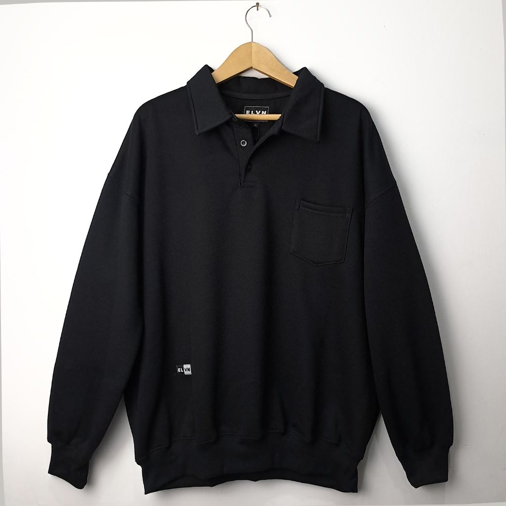 Jual Sweater Oversize HALF Button Crewneck Kerah Berkancing Pocket ...