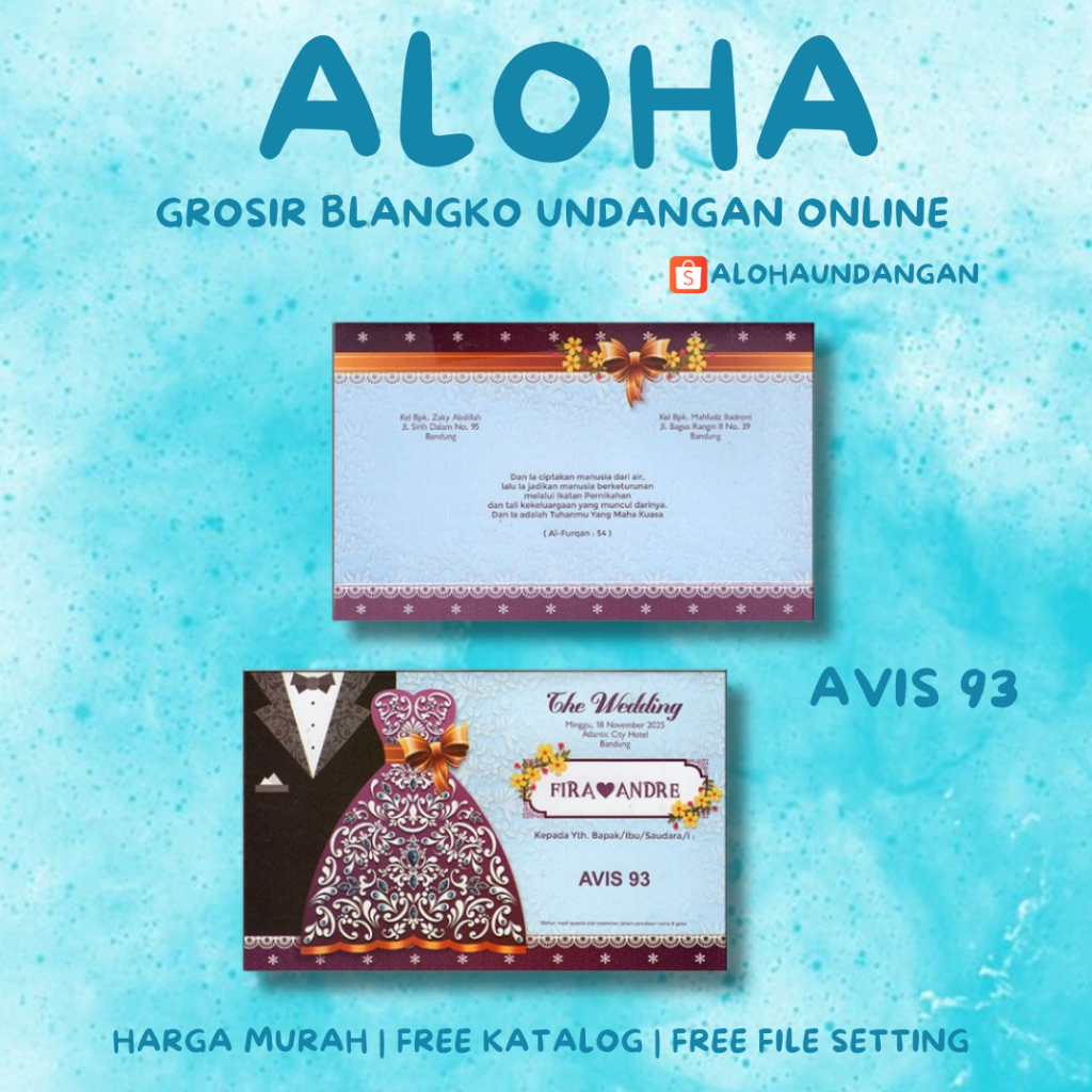 Jual Blangko Undangan Nikah Murah Avis Aloha Undangan Shopee Indonesia