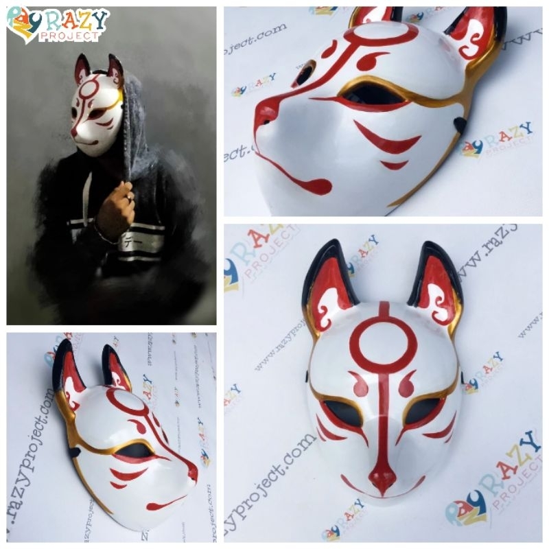 Jual Kitsune Fox Rubah Kabuki Noh Teater Mask Topeng Kayu Cosplay Anime Jepang 02 Shopee Indonesia