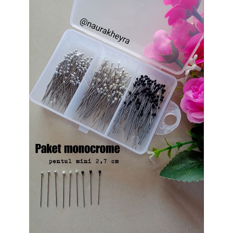 Jual Paket pin hijab monocrome / hijab kit isi jarum pentul mini 2,7 cm ...