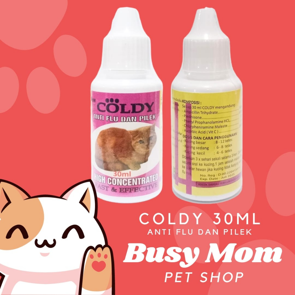 Jual Coldy Cat Obat dan Pilek Drop Tetes Kucing Bersin Flu Cat Influenza 30ml Shopee Indonesia
