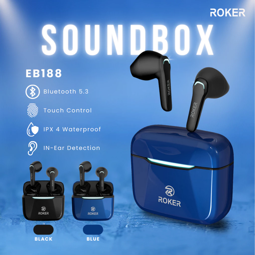 TWS ROKER SOUNDBOX EB188 World class Sound Peredam Kebisingan Nirkabel