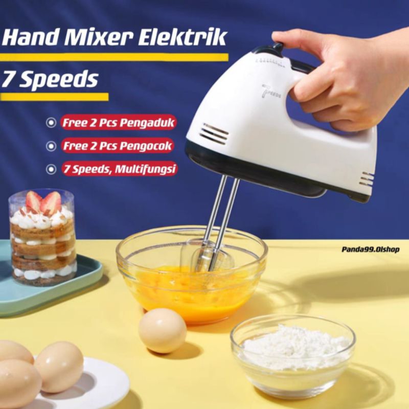 Jual Hand Mixer Elektronik 7 Speeds Pengaduk Adonan Roti Kue Free