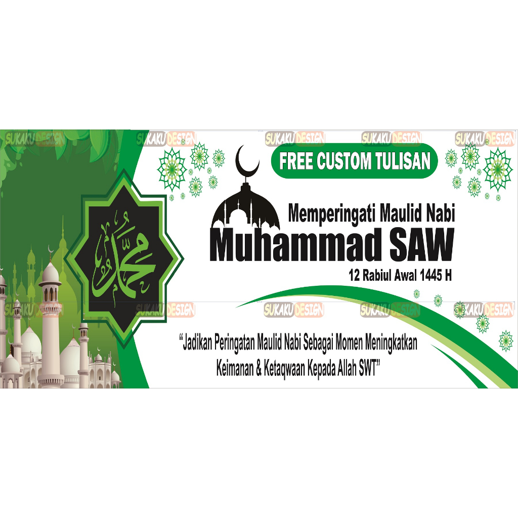 Jual Bisa Cod Banner Spanduk Peringatan Maulid Nabi Muhammad Saw