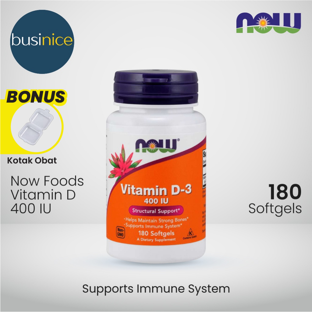 Jual Now Foods Vitamin D3 400 IU 180 Softgels Vit D3 400IU | Shopee ...