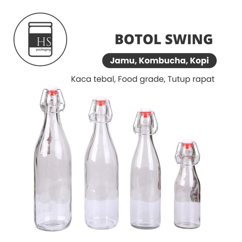 Jual HS PACKAGING Botol Kaca 1000ml 500ml Tutup Swing Shopee Indonesia