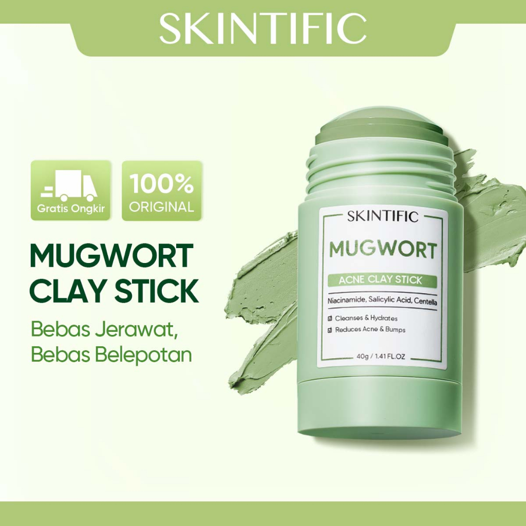 Jual SKINTIFIC Mugwort Anti Pores & Acne Clay Stick 40g Facial Mask ...