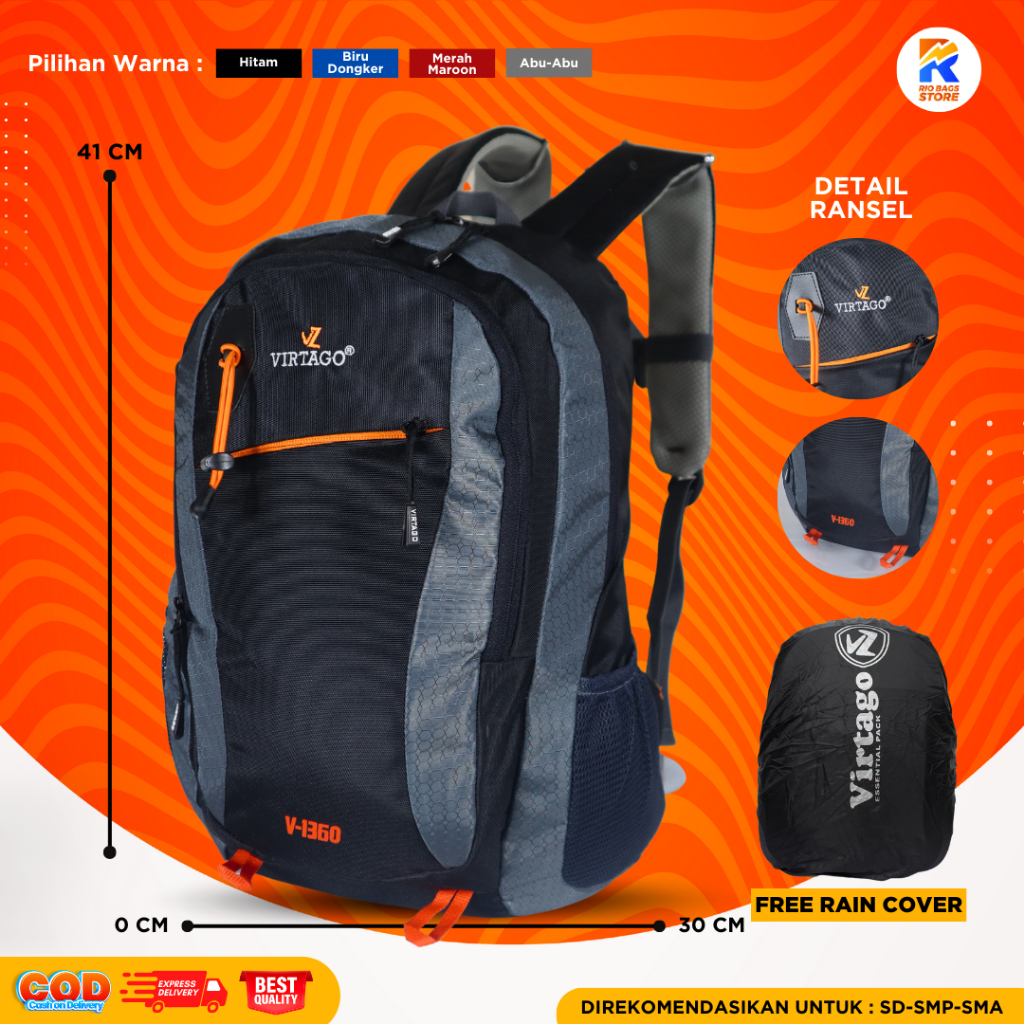 Jual Tas Ransel Virtago/Tas Sekolah SD-SMP-SMA/Tas Ransel Sport Untuk ...