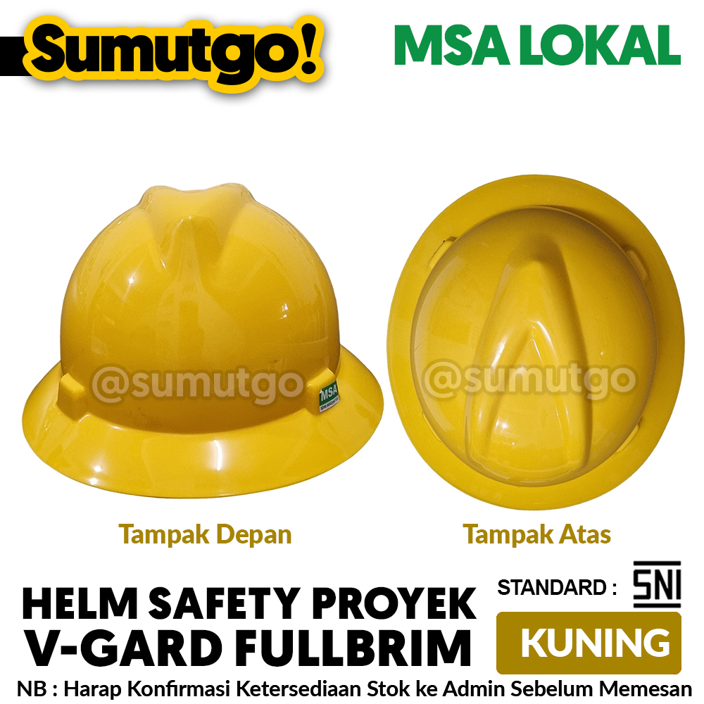 Jual Helm Safety Proyek Bulat Full Brim Warna Kuning Merek MSA Lokal ...