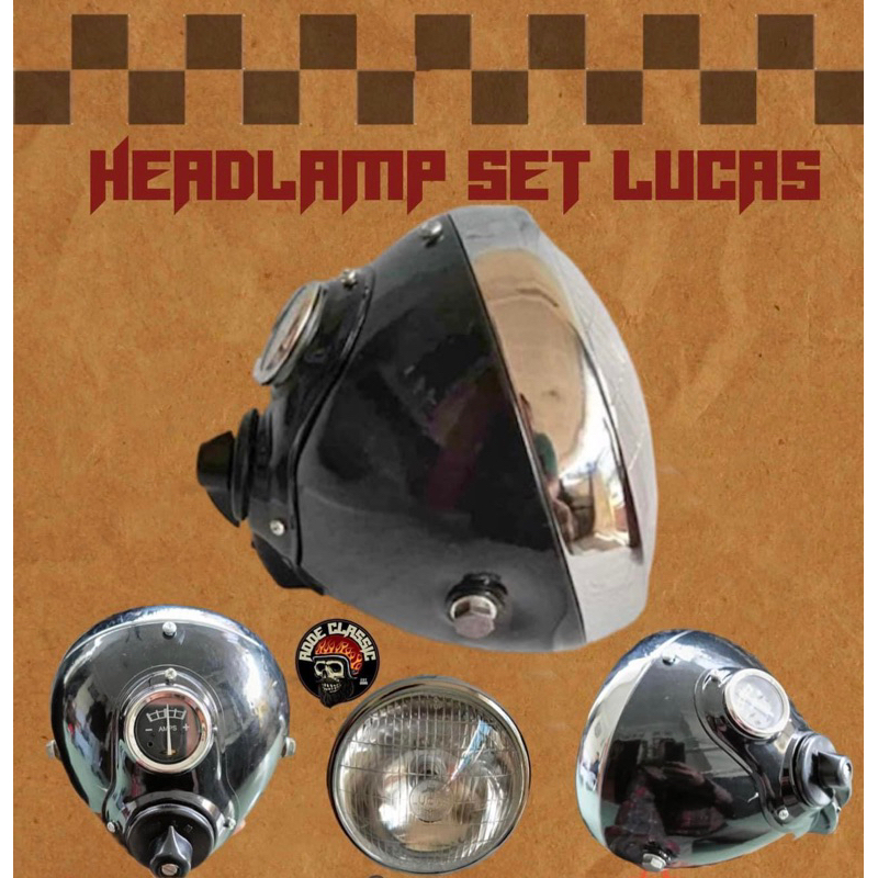 Jual headlamp LUCAS motor classic 7 inch BSA Norton matchless AJS