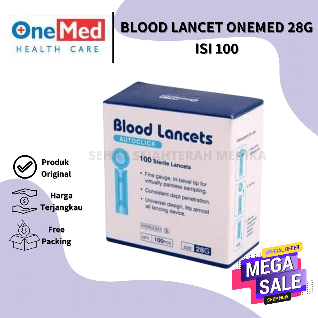 Jual Blood Lancet Onemed 28G box Isi 100 pcs Murah Shopee Indonesia
