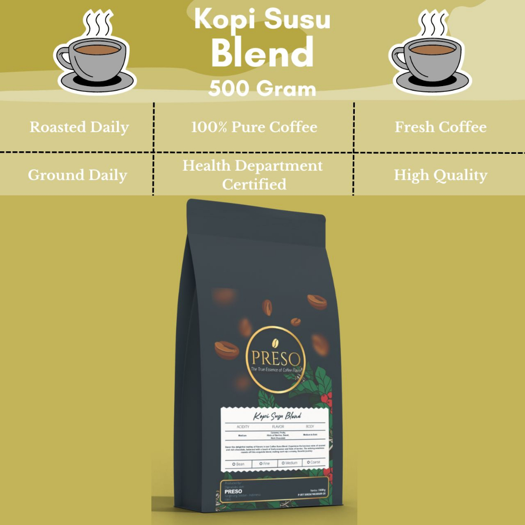 Jual PRESO Kopi Susu Blend House Blend Coffee Roast Beans Espresso Bean