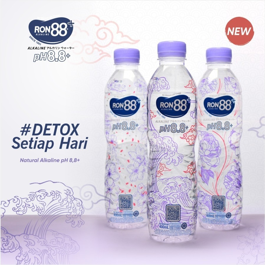 Jual Air Mineral Water Ron 88 Alkaline pH8.8+ Botol Pet - 400 ml ...