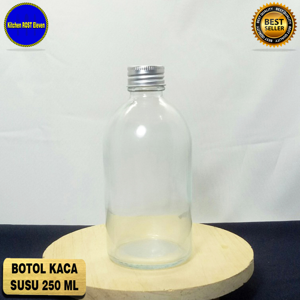 Jual botol kaca bulat 250ml / botol jamu / botol obat / botol serbaguna ...