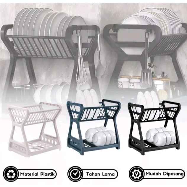 Jual Rak Piring 2 Susun Plastik / Dish Drying Rack 2 Layer / Wadah ...