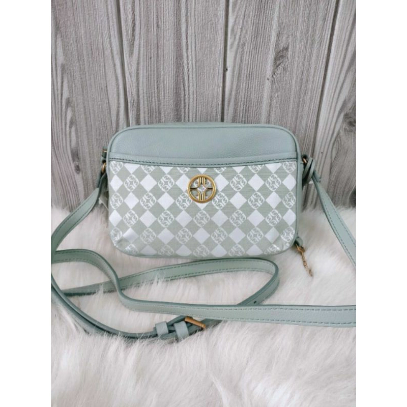 Jual FOSSIL brennon crossbody camera bag light sage green crossbody bag