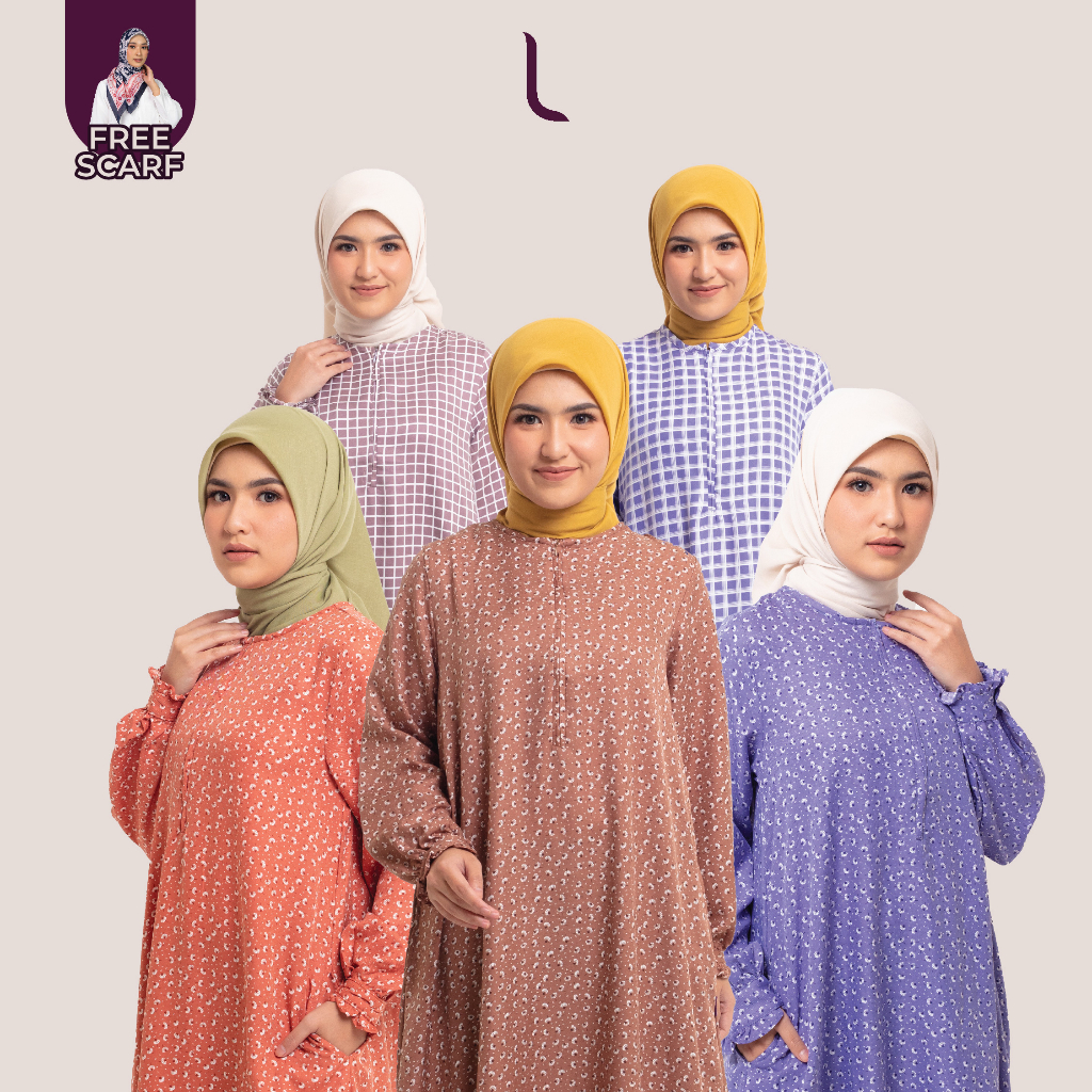 Jual Elzatta Gamis Muslim Terbaru Motif Frills Dress Busui Friendly 3