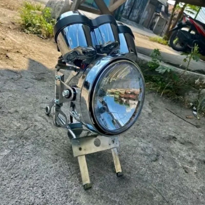 Jual LAMPU DEPAN NINJA SS FULL SET SPIDOMETER NINJA CHROME /BRAKET