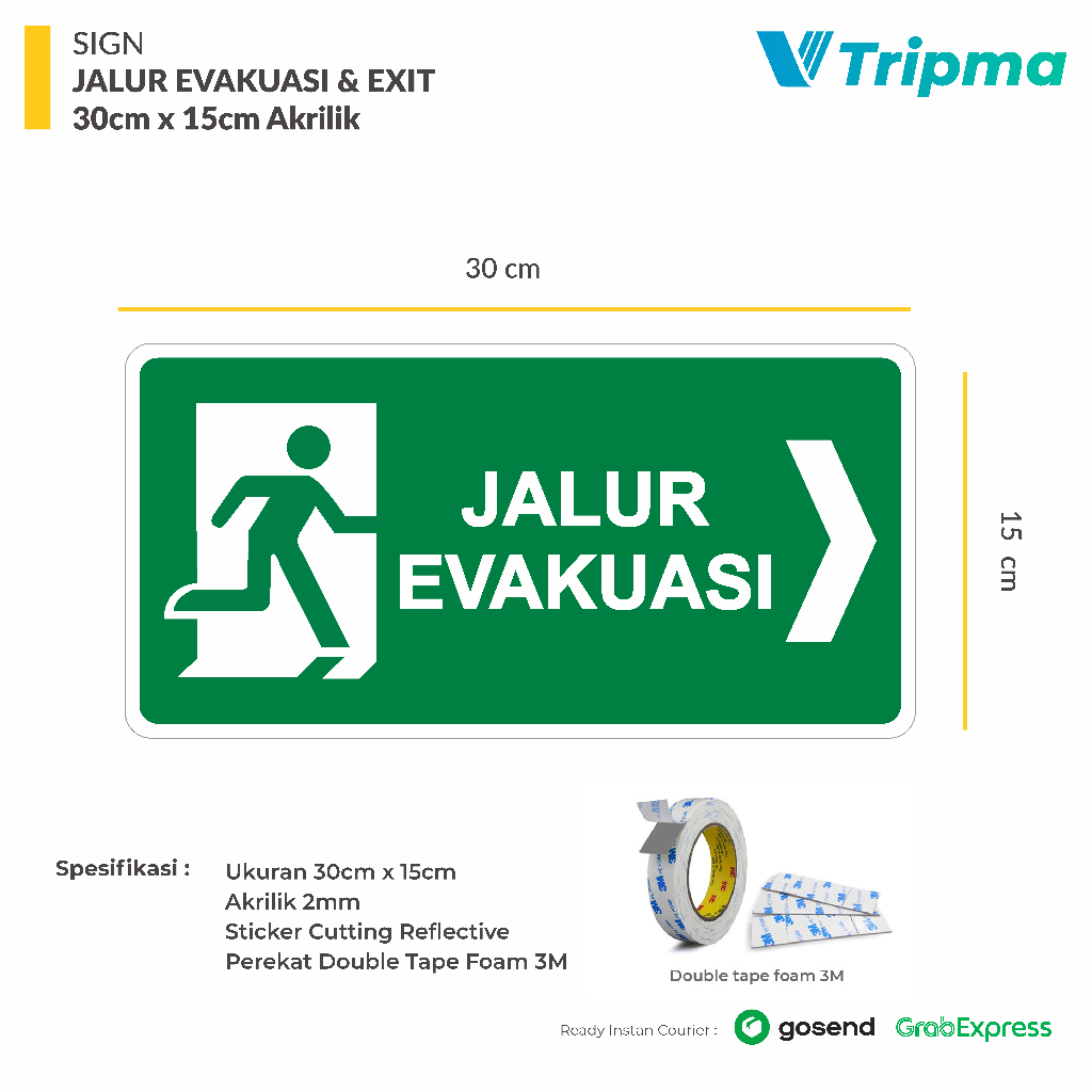 Jual Rambu Jalur Evakuasi - Exit 30cm x 15cm Acrylic | Shopee Indonesia