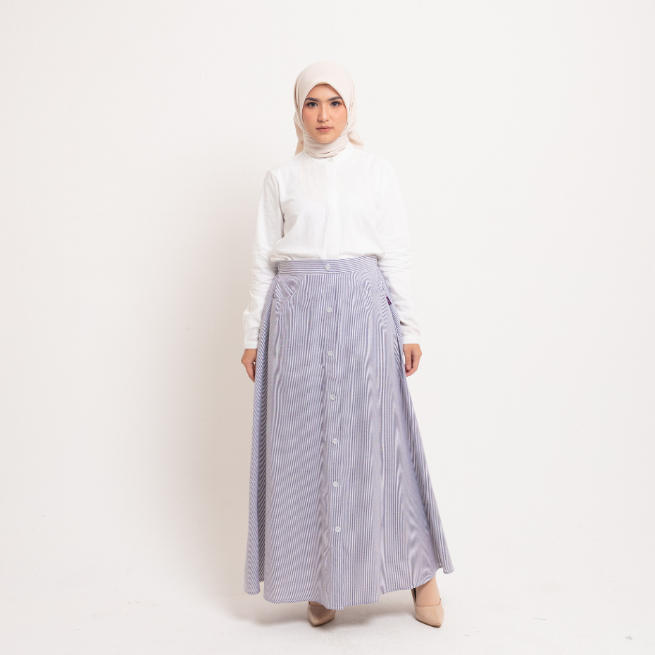 Jual Bawahan Elzatta Pleats Rok Stripe Kancing Terbaru | Shopee Indonesia
