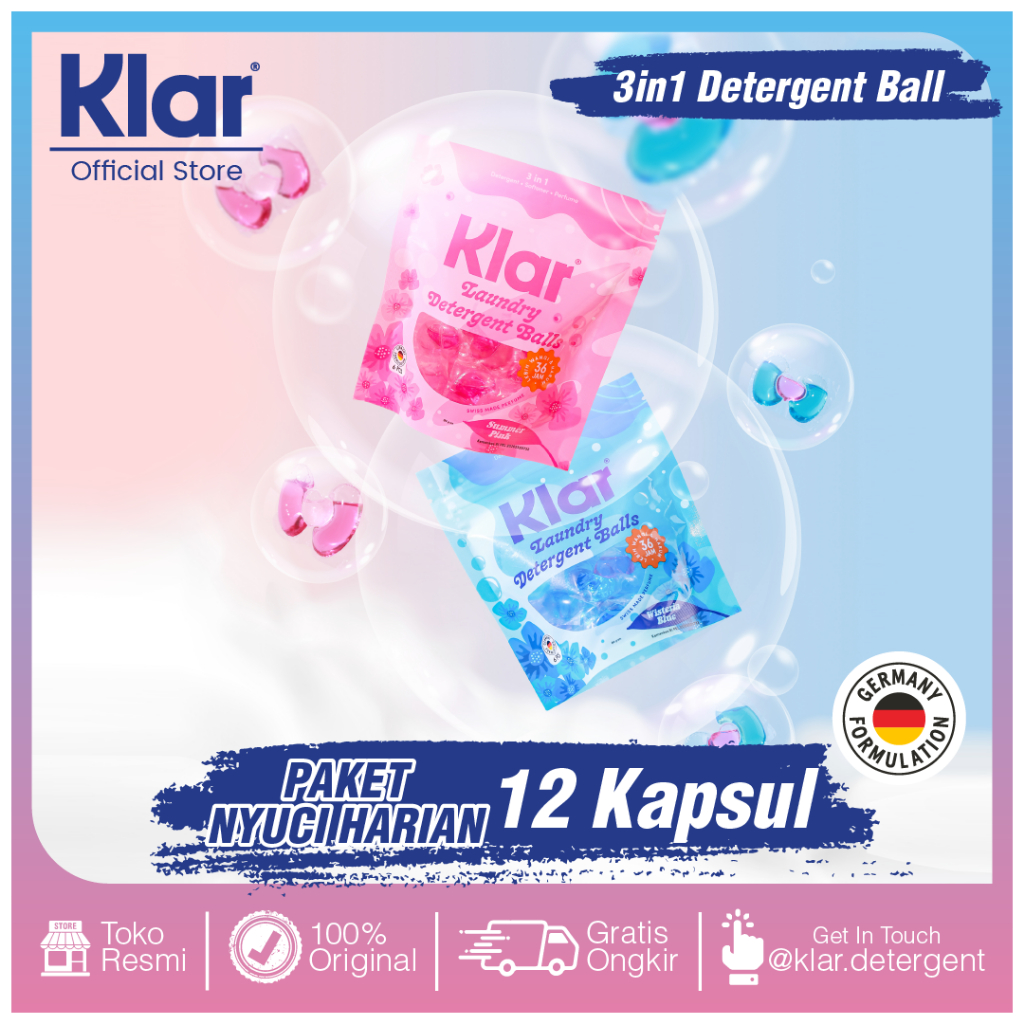 Jual Klar Laundry Detergent Ball 3 in 1 (Paket Nyuci Harian