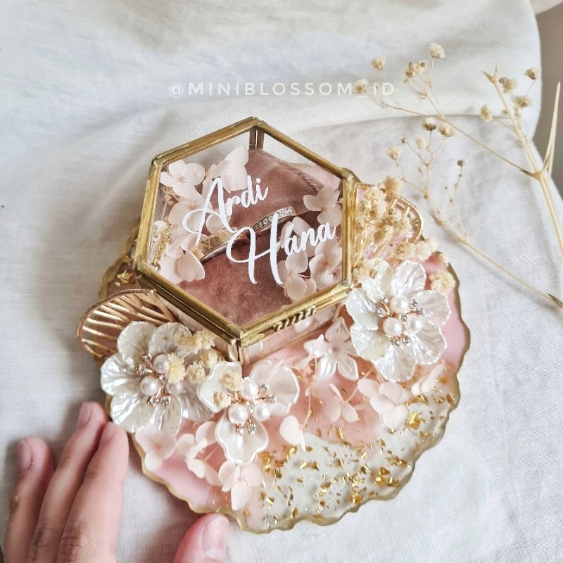 Jual Hexa Resin Ring Box Kotak Cincin Rustic Ring Bearer Tempat