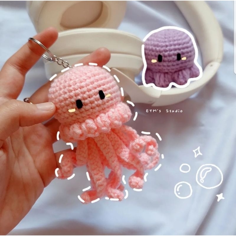 Jual Jelly Fish Keychain Ubur-Ubur Gantungan Kunci Rajut Amigurumi ...